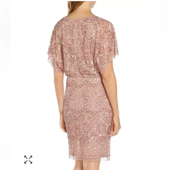 Adrianna Papell Candied Ginger Beaded Mesh Blouson Dress NWT - Picture 6 of 16